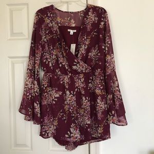 Large Miami Maroon Floral Romper